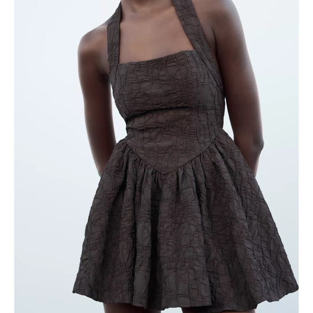 Brown Halter Dress Zara - Size Large